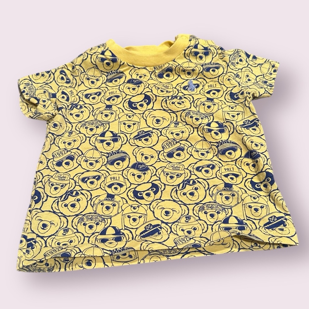 Baby Ralph Lauren Yellow Patterned Top and Navy Pants Set Size 6 Months - Picture 5 of 8